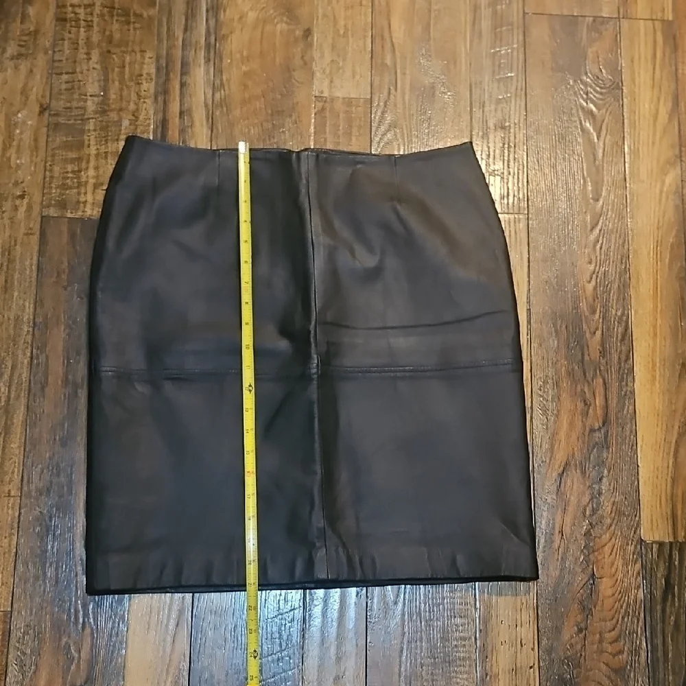 Newport News Black Genuine Leather Mini Skirt‎